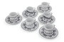 Hermia Juego de Tazas de Café y Platillos de Porcelana Blanco y Negro (12 piezas)